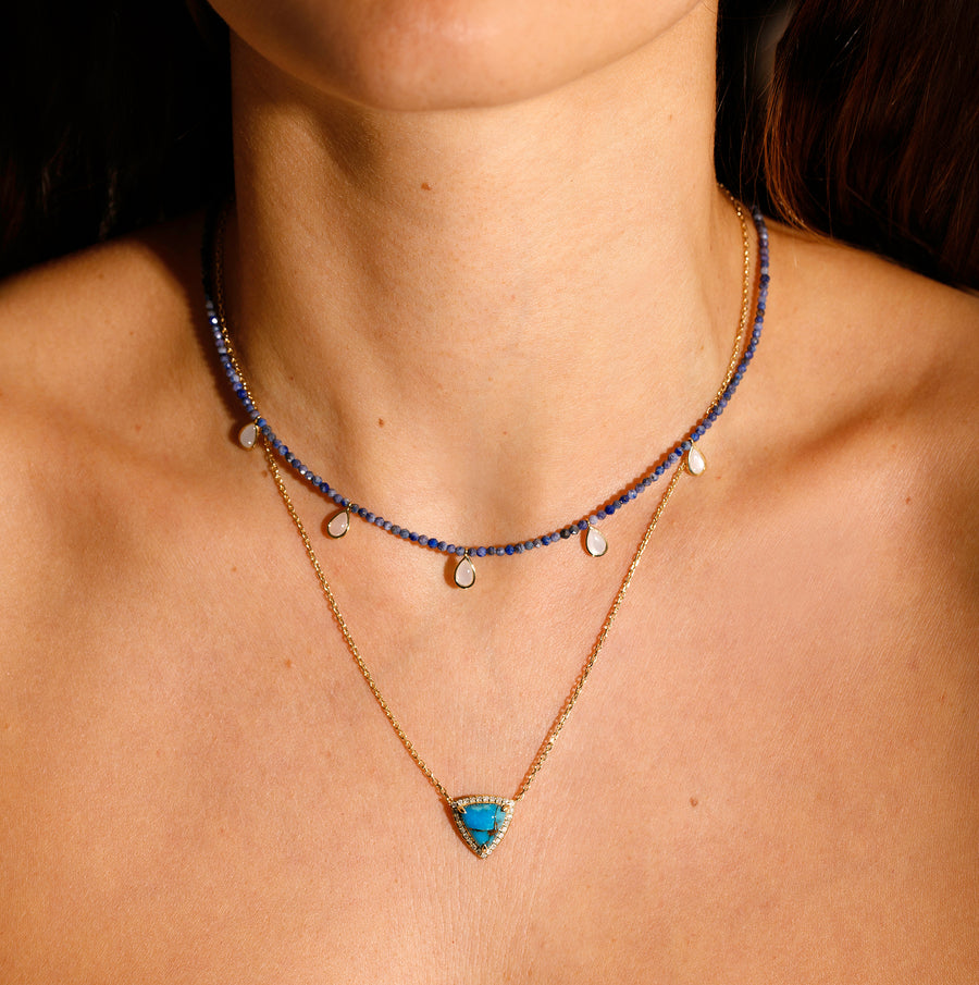 NESSA NECKLACE PERSIAN TURQUOISE AND GREY DIAMONDS