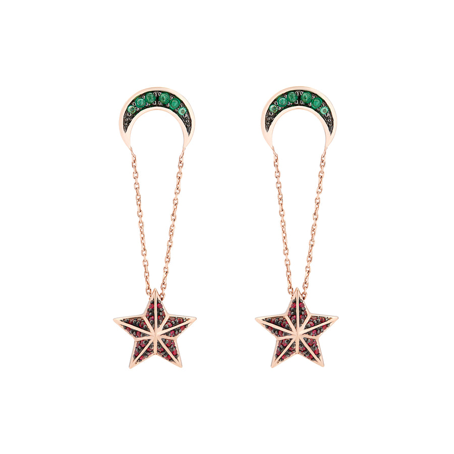 NIMA STAR EARRINGS EMERALDS & RUBIS