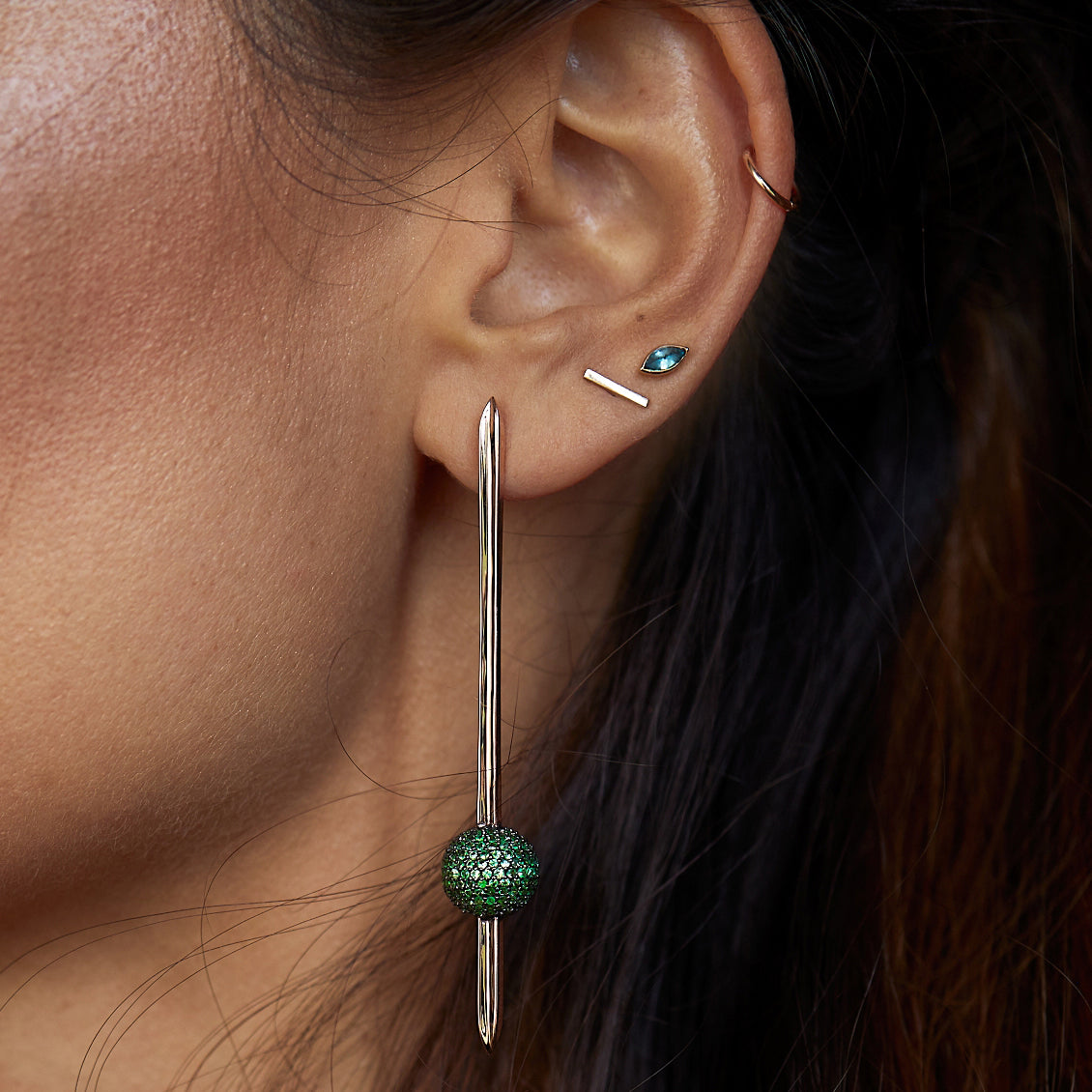 REVOLUTION DROP EARRING TSAVORITES