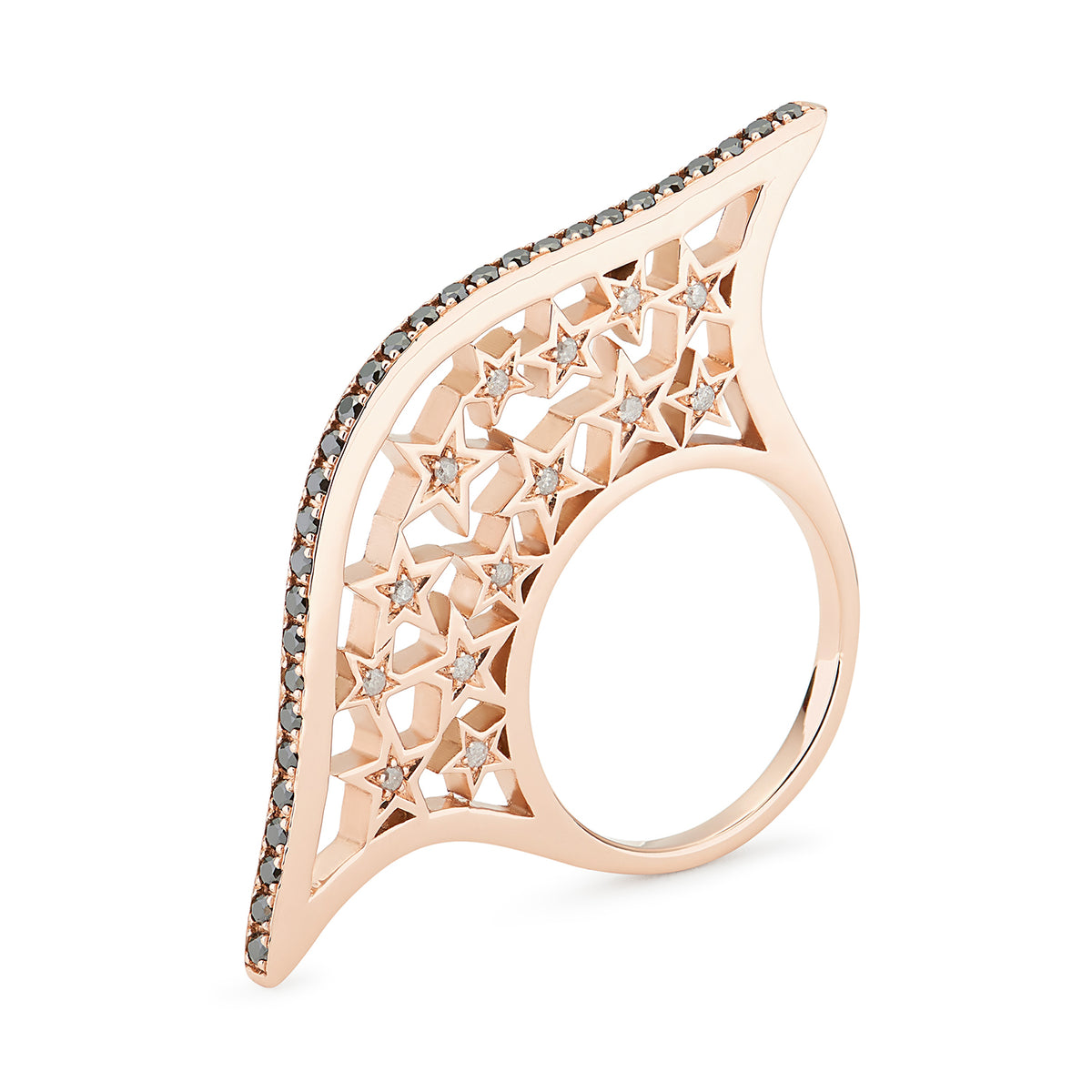 SYRENA RING GREY & BLACK DIAMONDS