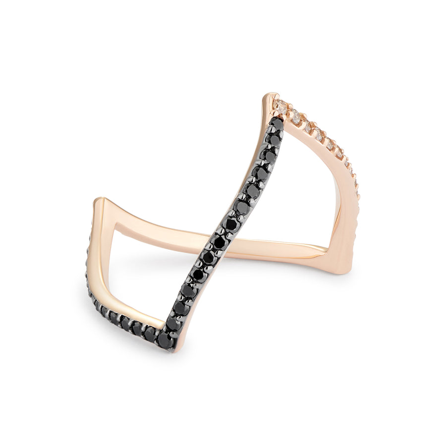 ALIKA RING BLACK & CHAMPAGNE DIAMONDS