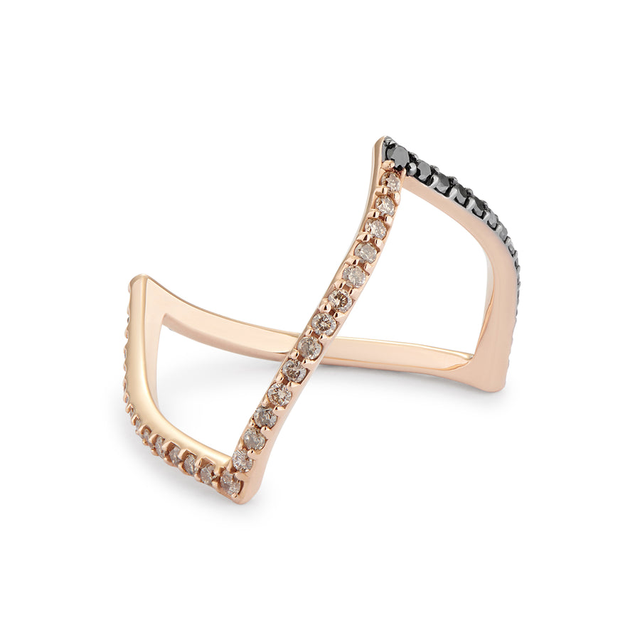 ALIKA RING BLACK & CHAMPAGNE DIAMONDS