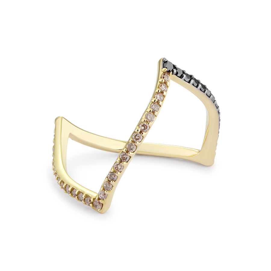 ALIKA RING BLACK & CHAMPAGNE DIAMONDS