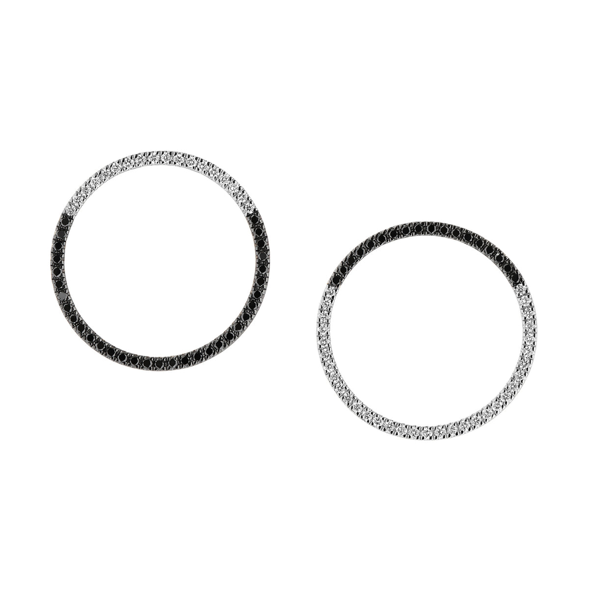 MAGIC CIRCLE 22 EARRINGS BLACK & WHITE DIAMONDS