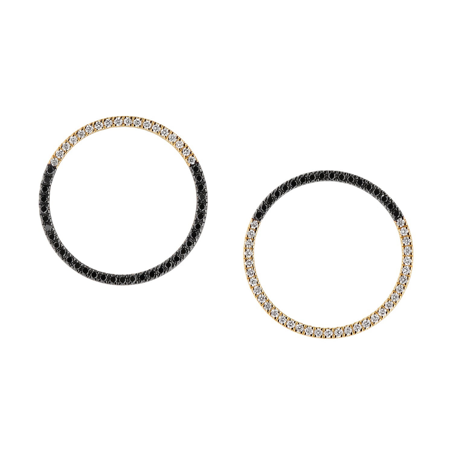 MAGIC CIRCLE 22 EARRINGS BLACK & WHITE DIAMONDS