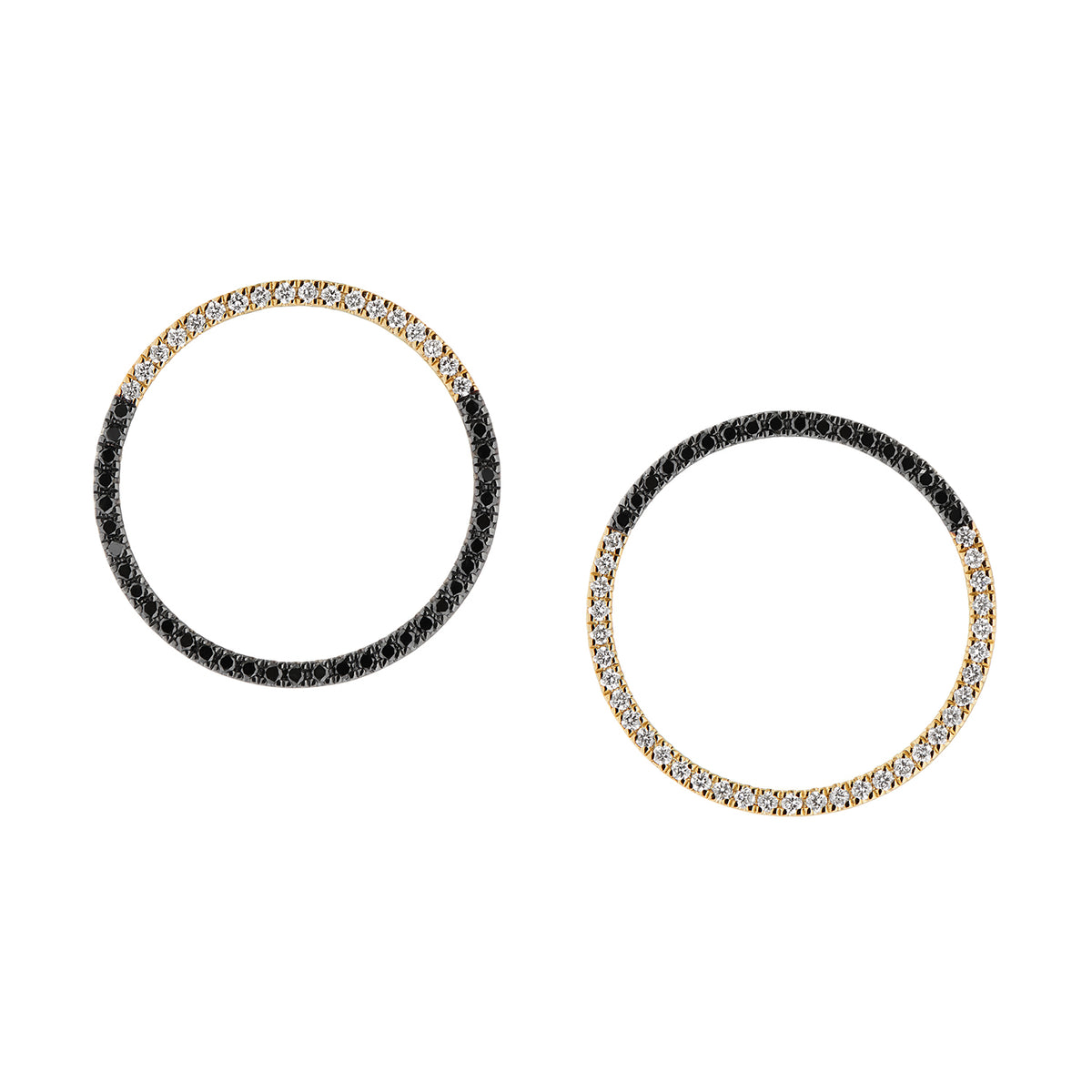 MAGIC CIRCLE 22 EARRINGS BLACK & WHITE DIAMONDS