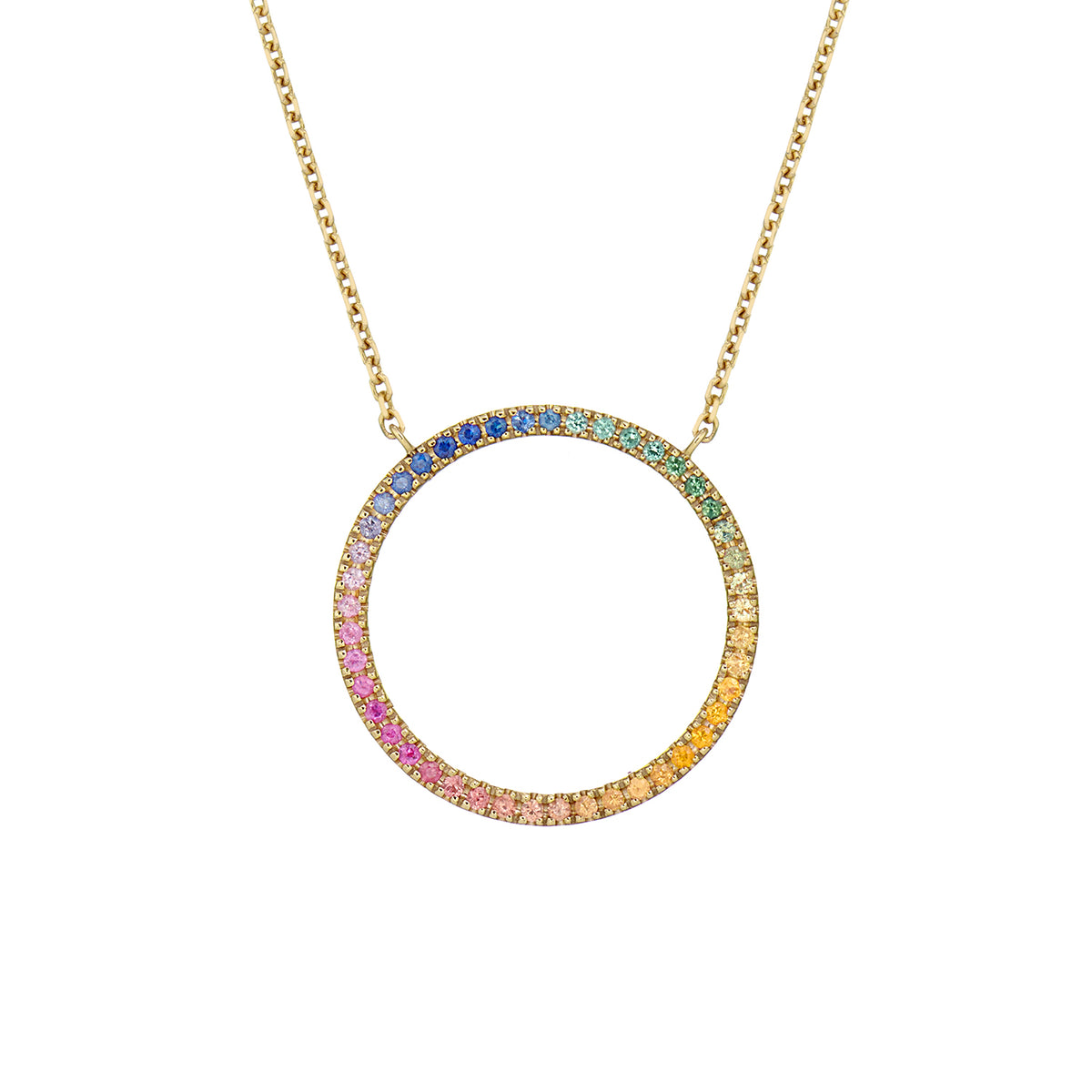 MAGIC CIRCLE 20 NECKLACE RAINBOW SAPPHIRES