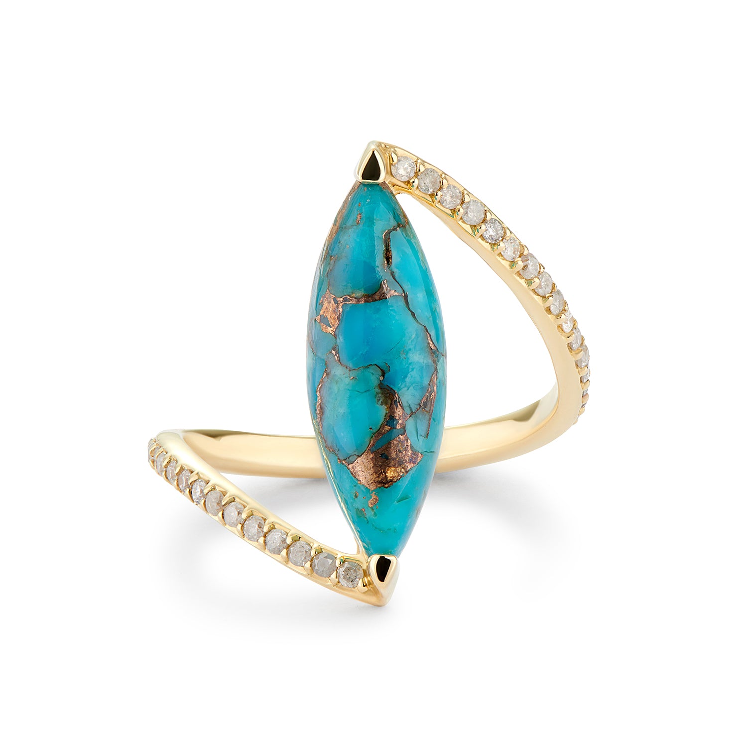 VENUS RING PERSIAN TURQUOISE & GREY DIAMONDS