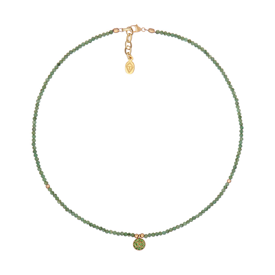 GEN BEAD NECKLACE EMERALDS & TSAVORITES