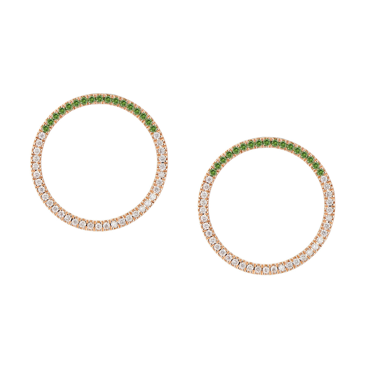 MAGIC CIRCLE 22 EARRINGS WHITE & GREEN DIAMONDS