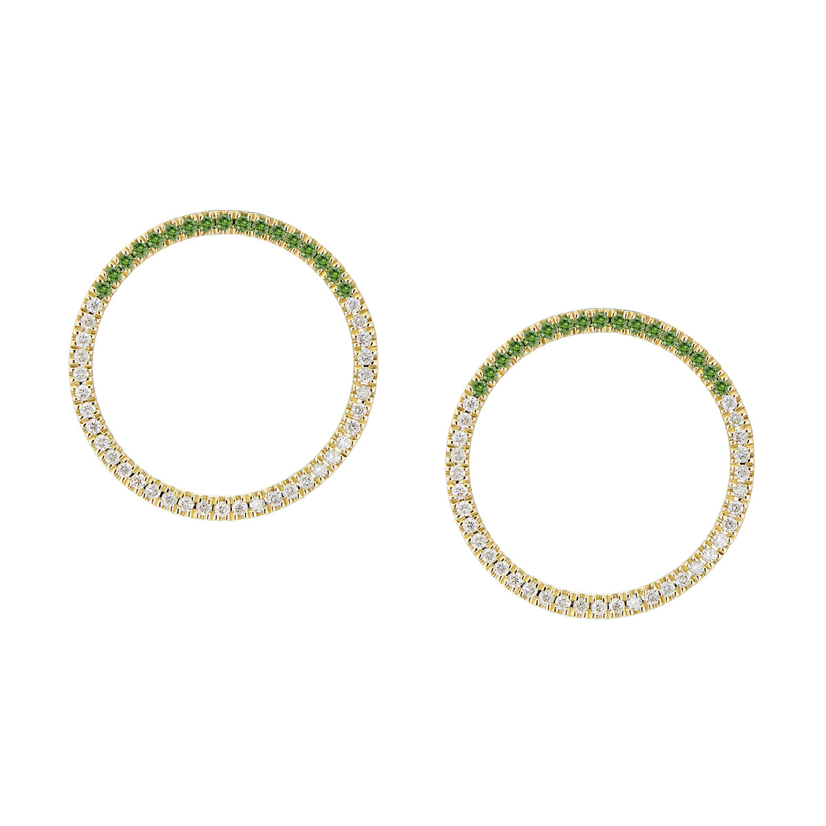 MAGIC CIRCLE 22 EARRINGS WHITE & GREEN DIAMONDS