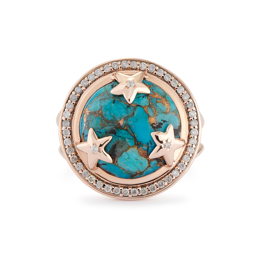 ASTRID RING PERSIAN TURQUOISE & GREY DIAMONDS