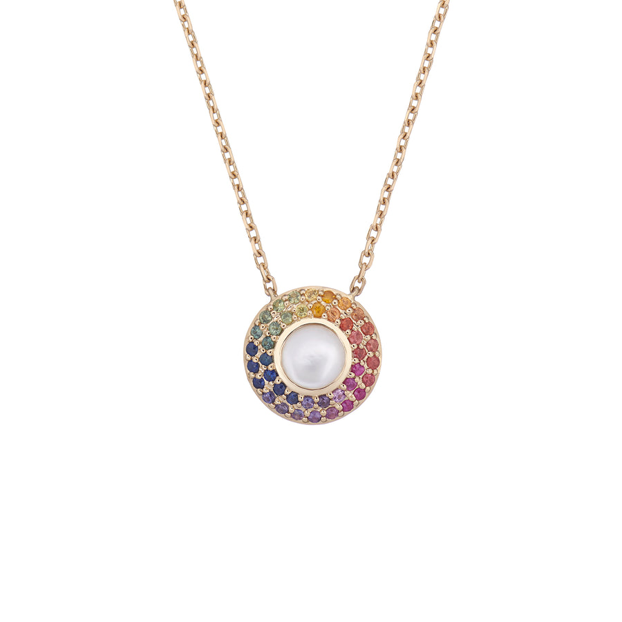 MINI SEDONIE NECKLACE WHITE MOTHER OF PEARL & RAINBOW SAPPHIRES