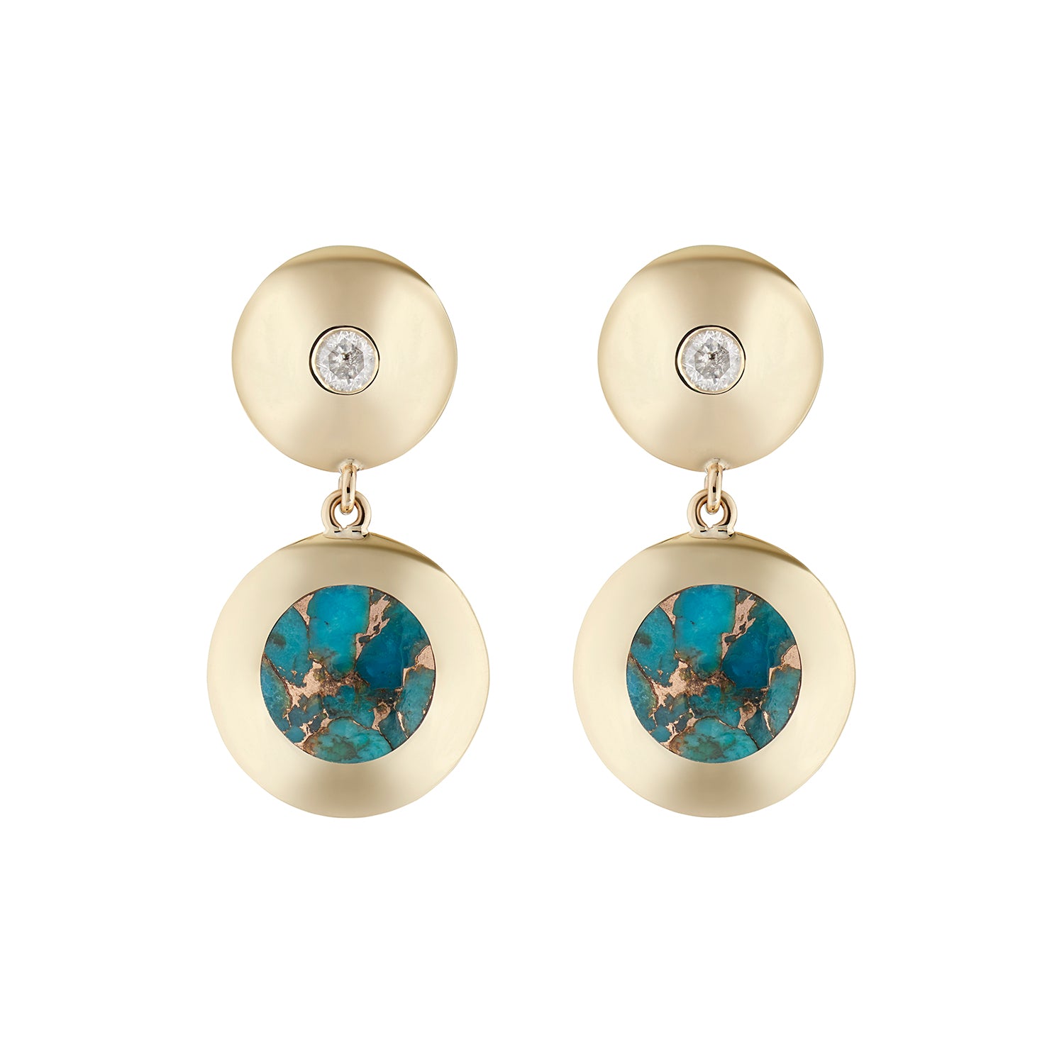 BIBI EARRINGS PERSIAN TURQUOISE & GREY DIAMONDS