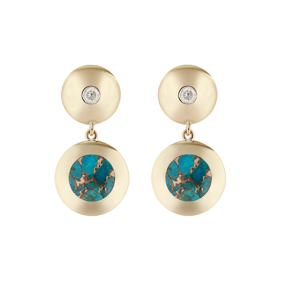 BIBI EARRINGS PERSIAN TURQUOISE & GREY DIAMONDS