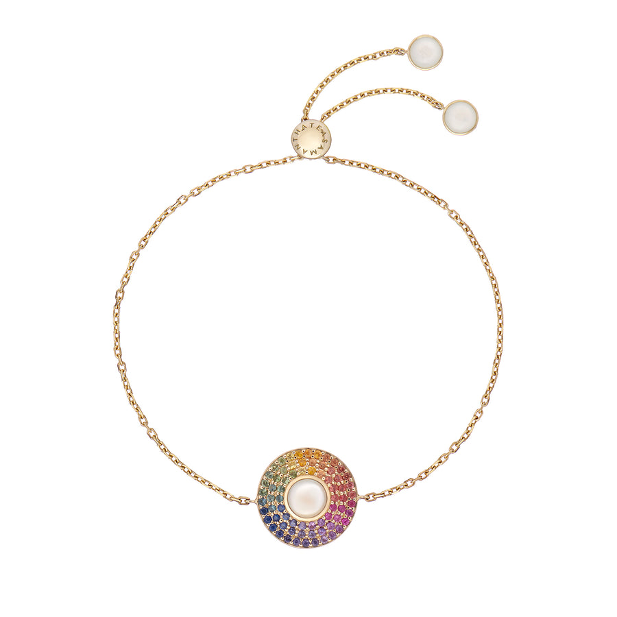 GAIA BRACELET WHITE MOTHER OF PEARL, RAINBOW SAPPHIRES & MOONSTONE