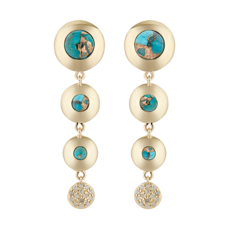 WILDA EARRINGS PERSIAN TURQUOISE & GREY DIAMONDS