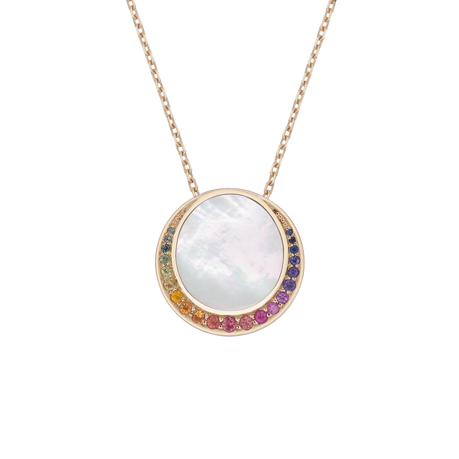 NOOMI NECKLACE WHITE MOTHER OF PEARL & RAINBOW SAPPHIRES