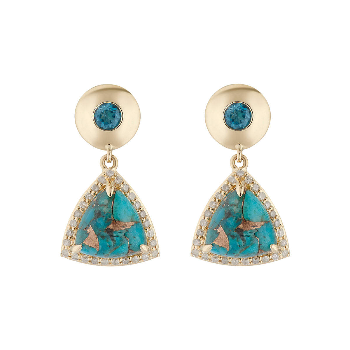 NESSA EARRINGS PERSIAN TURQUOISE & GREY DIAMONDS