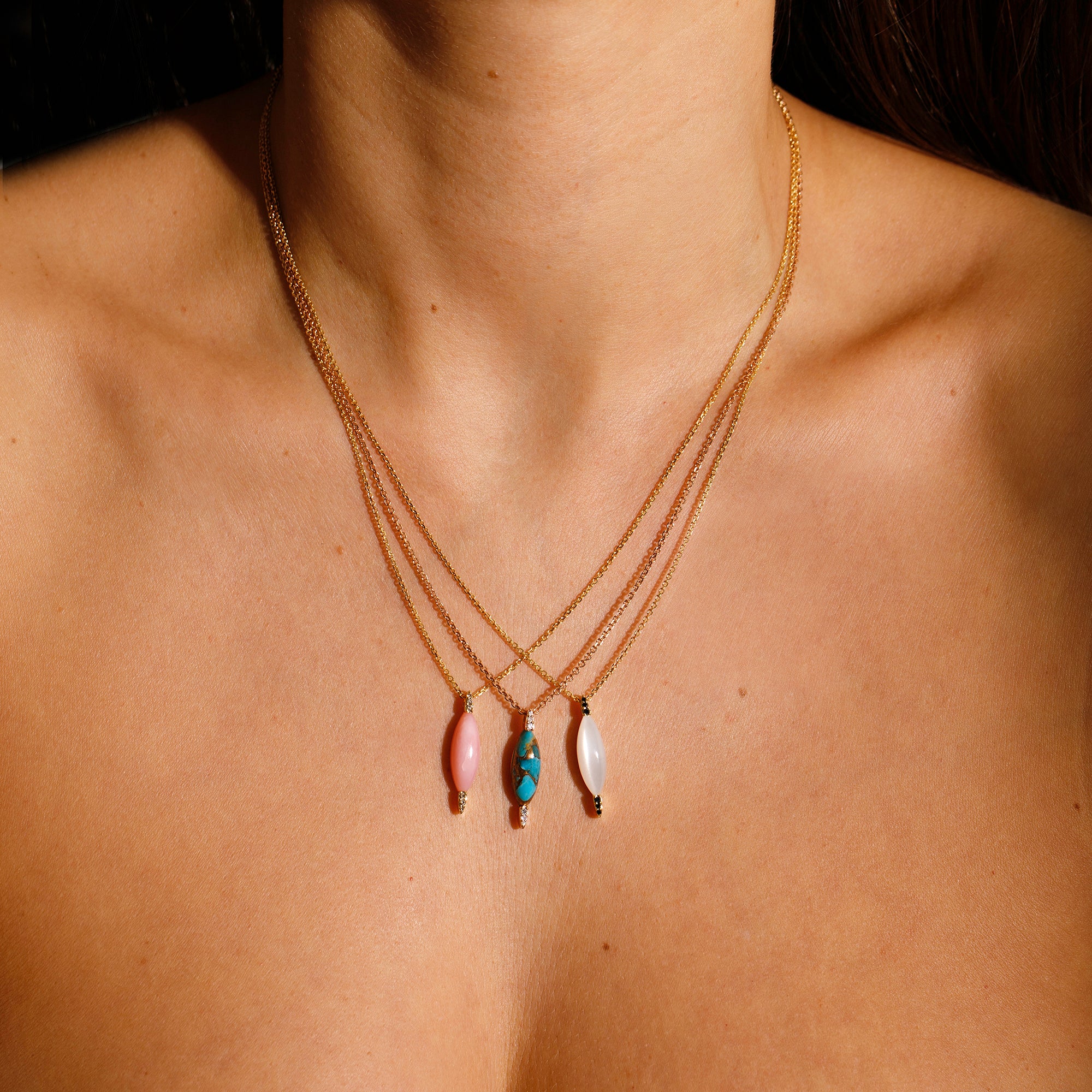 VENUS NECKLACE PINK OPAL & CHAMPAGNE DIAMONDS