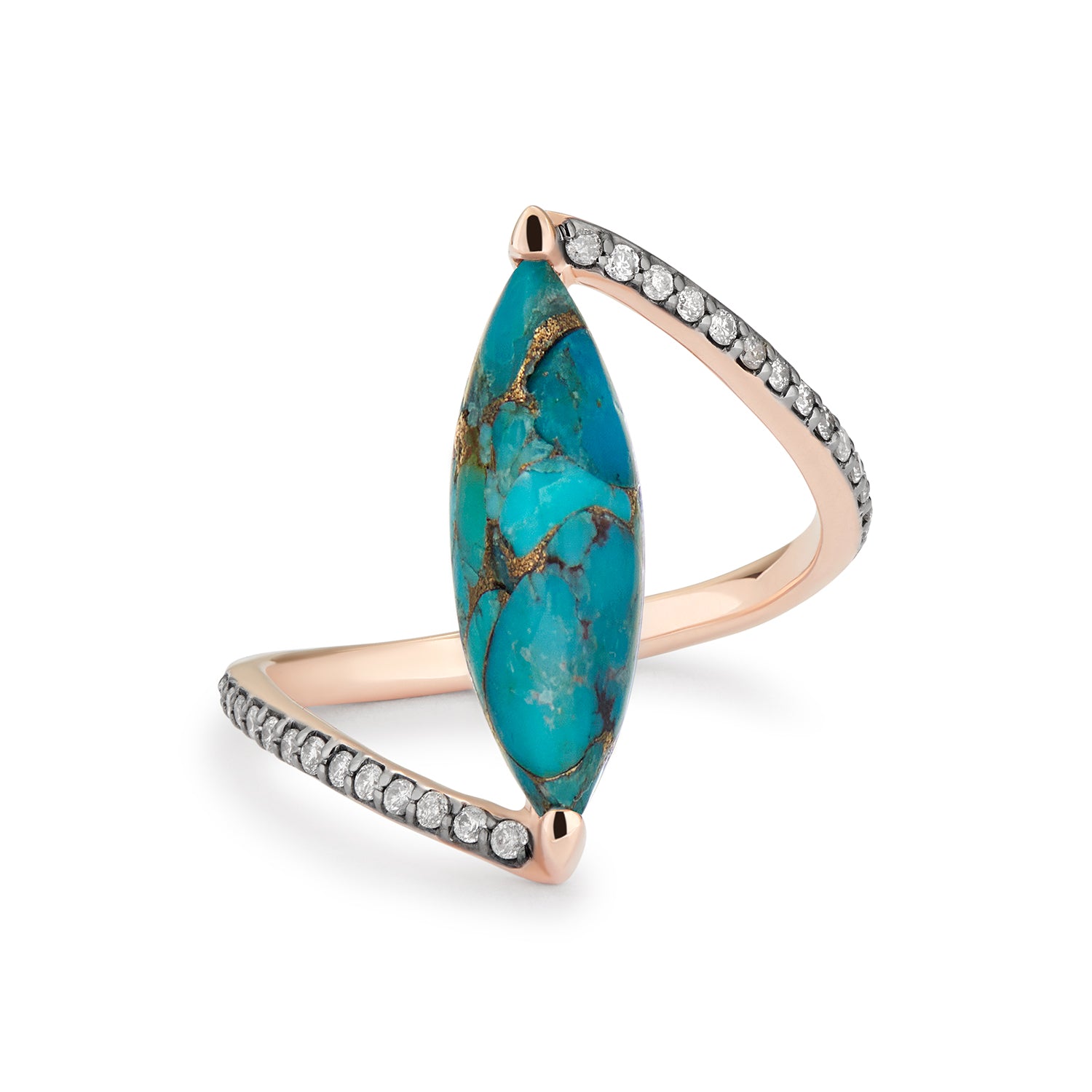 VENUS RING PERSIAN TURQUOISE & GREY DIAMONDS