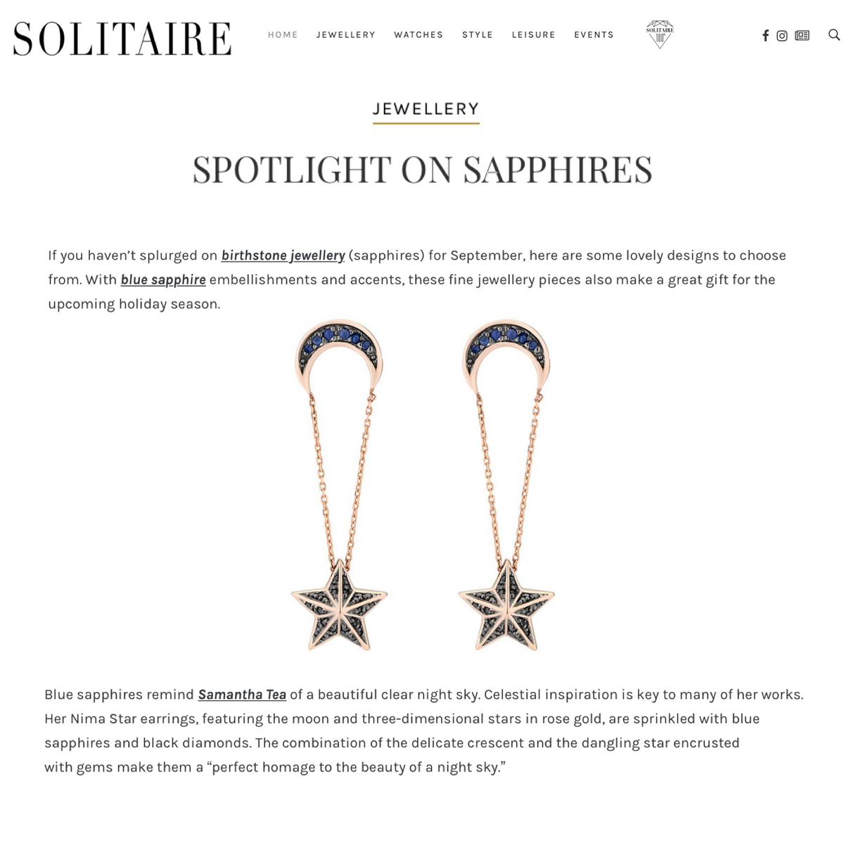 NIMA STAR EARRINGS BLUE SAPPHIRES & BLACK DIAMONDS