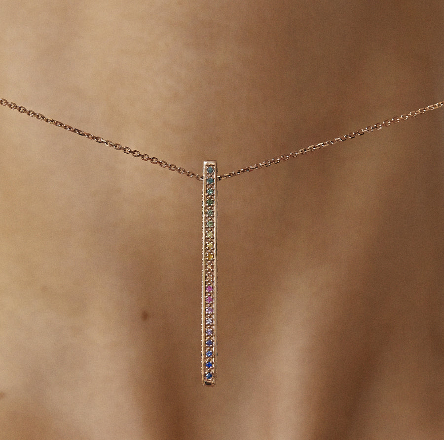 CANDY BAR NECKLACE RAINBOW SAPPHIRES