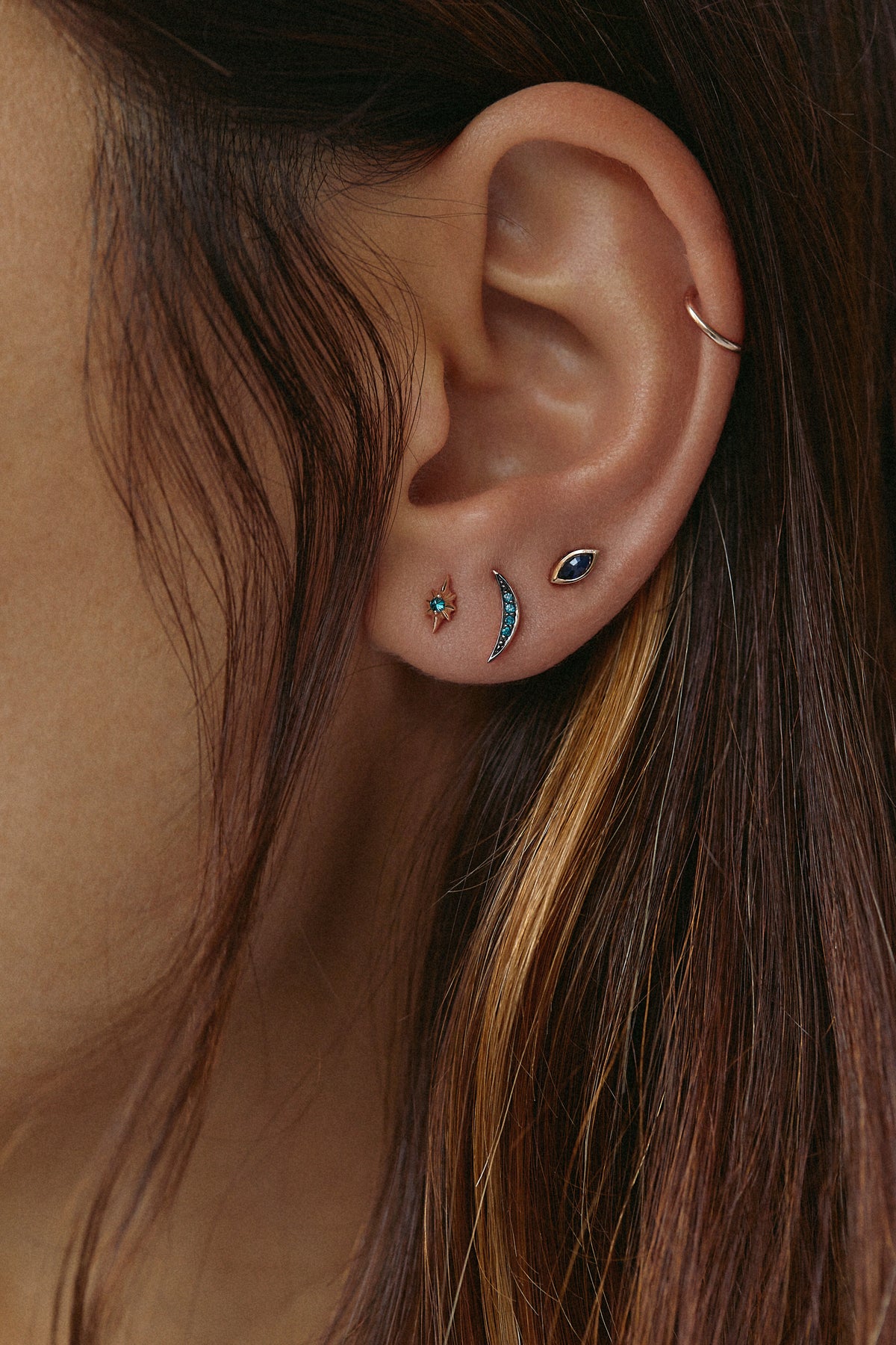 HUES OF BLUE STUD TRIO