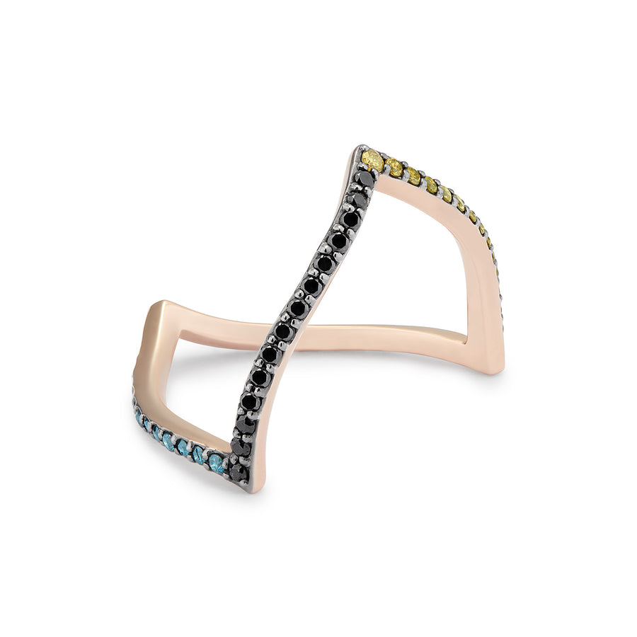 ALIKA RING BLACK, YELLOW, GREY & BLUE DIAMONDS