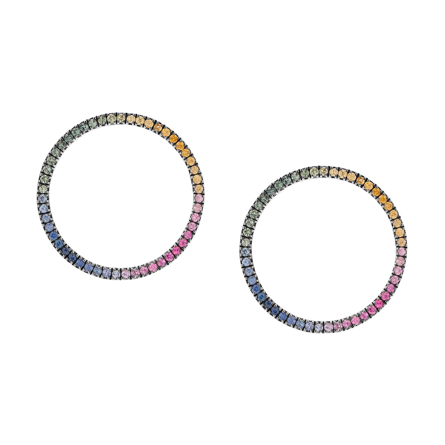 MAGIC CIRCLE 22 EARRINGS RAINBOW SAPPHIRES