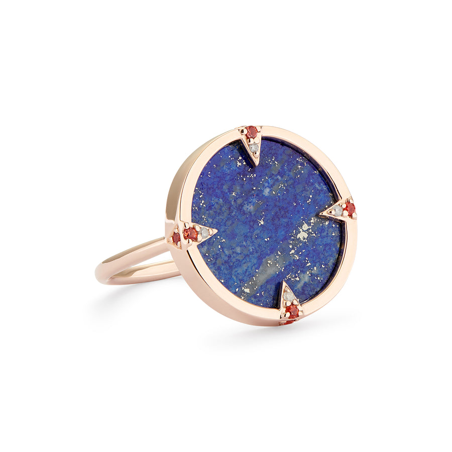 HJER RING LAPIS LAZULI WITH ORANGE SAPPHIRES & GREY DIAMONDS