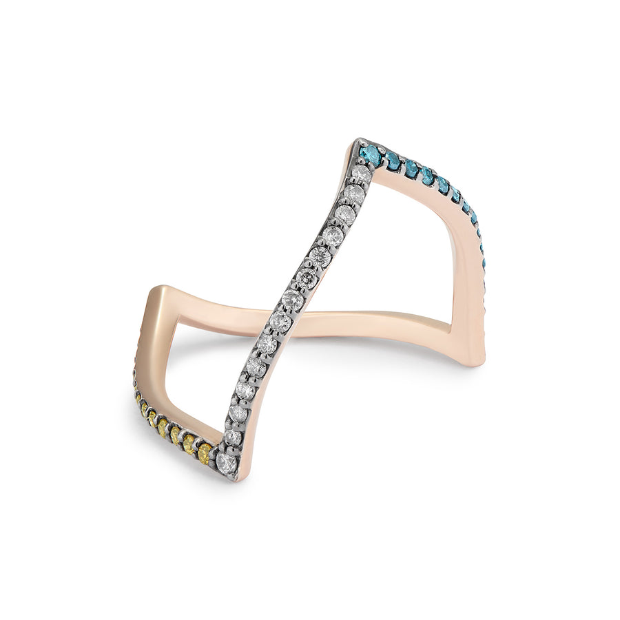 ALIKA RING BLACK, YELLOW, GREY & BLUE DIAMONDS