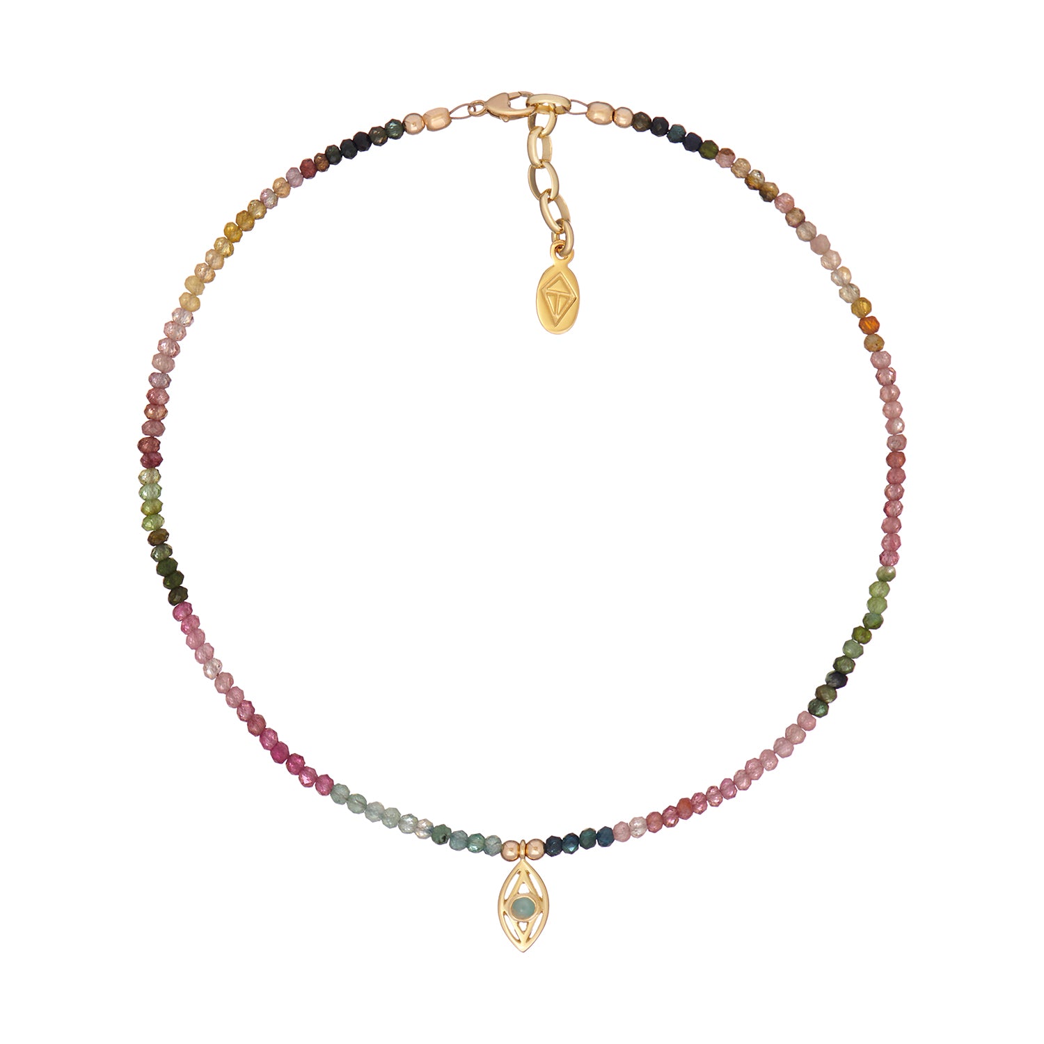 EYE OF MAGIC BEAD BRACELET & ANKLET TOURMALINE, TURQUOISE AND MOONSTONE